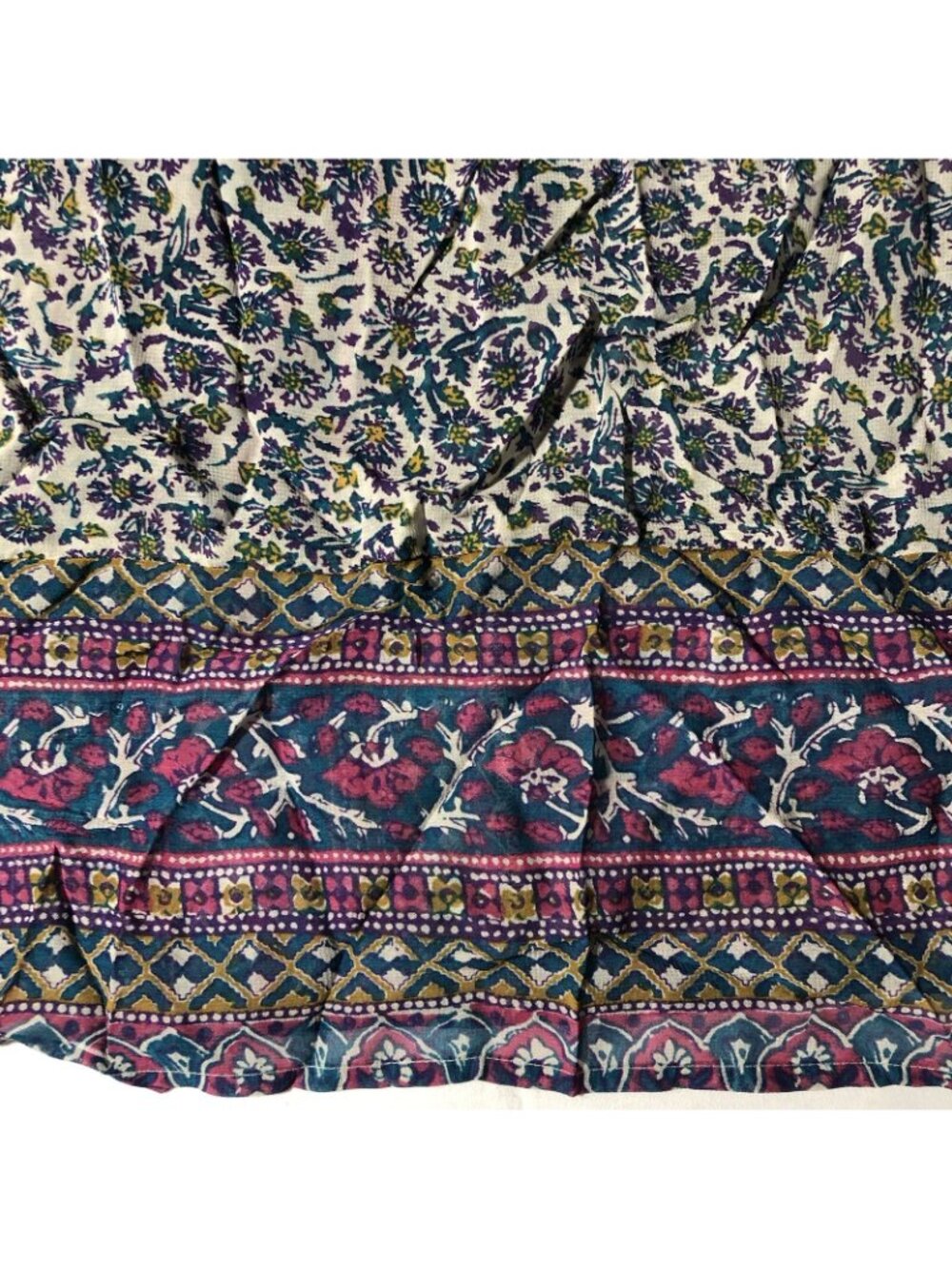 Lucky Brand Blouse Top Women Size M Purple Flower Bow Hippie Retro Boho Gypsy - Picture 9 of 12